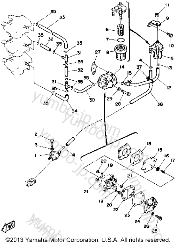 FUEL SYSTEM for outboards YAMAHA 50ELG 1988 year