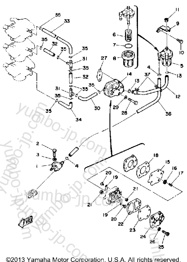 FUEL SYSTEM for outboards YAMAHA PRO50LG 1988 year
