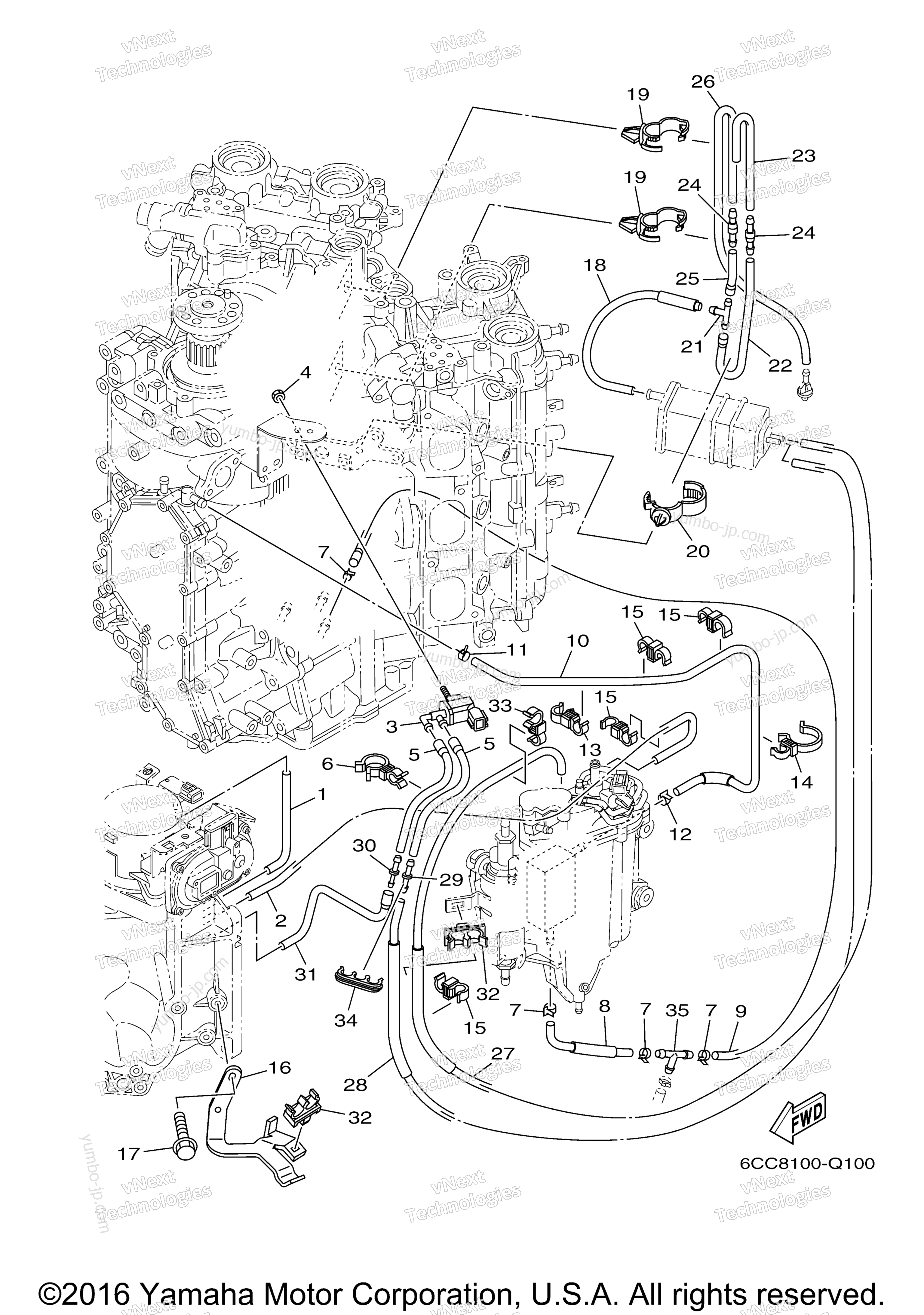 Intake 2 для лодочных моторов YAMAHA F300BETX (0116) 2006 г.