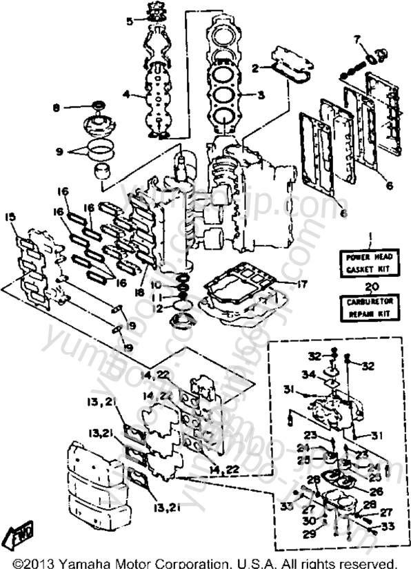 Repair Kit 1 для лодочных моторов YAMAHA P200TLRP 1991 г.