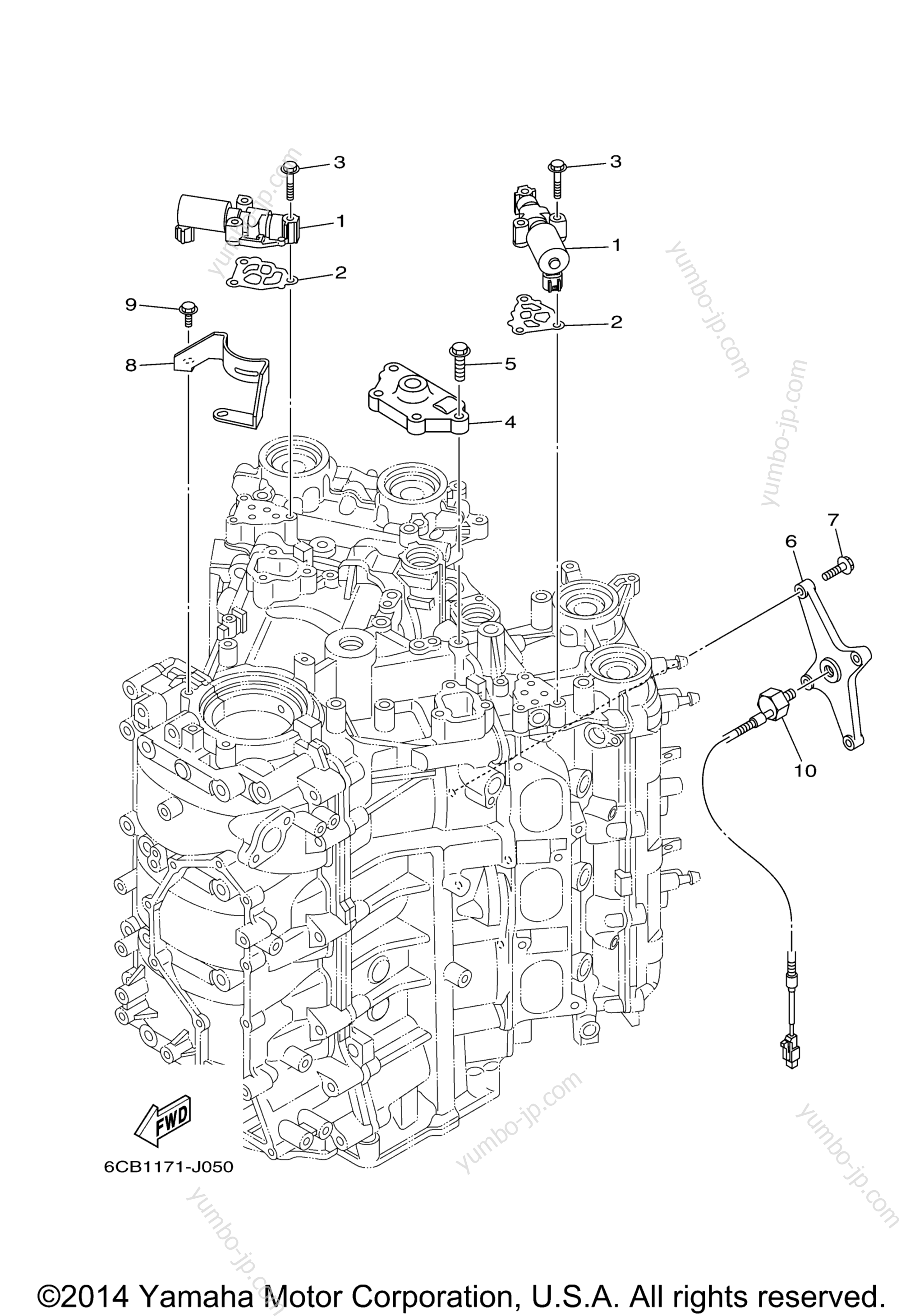 Cylinder Crankcase 3 для лодочных моторов YAMAHA FL300BET1U (0210) 2006 г.