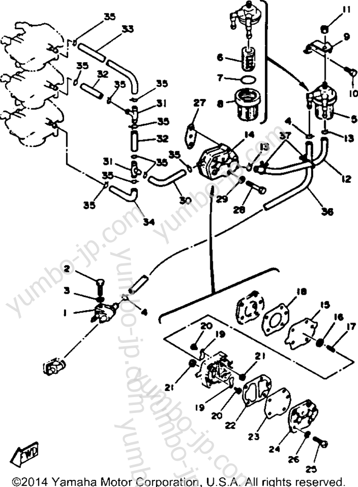 FUEL SYSTEM for outboards YAMAHA P50TLRR 1993 year