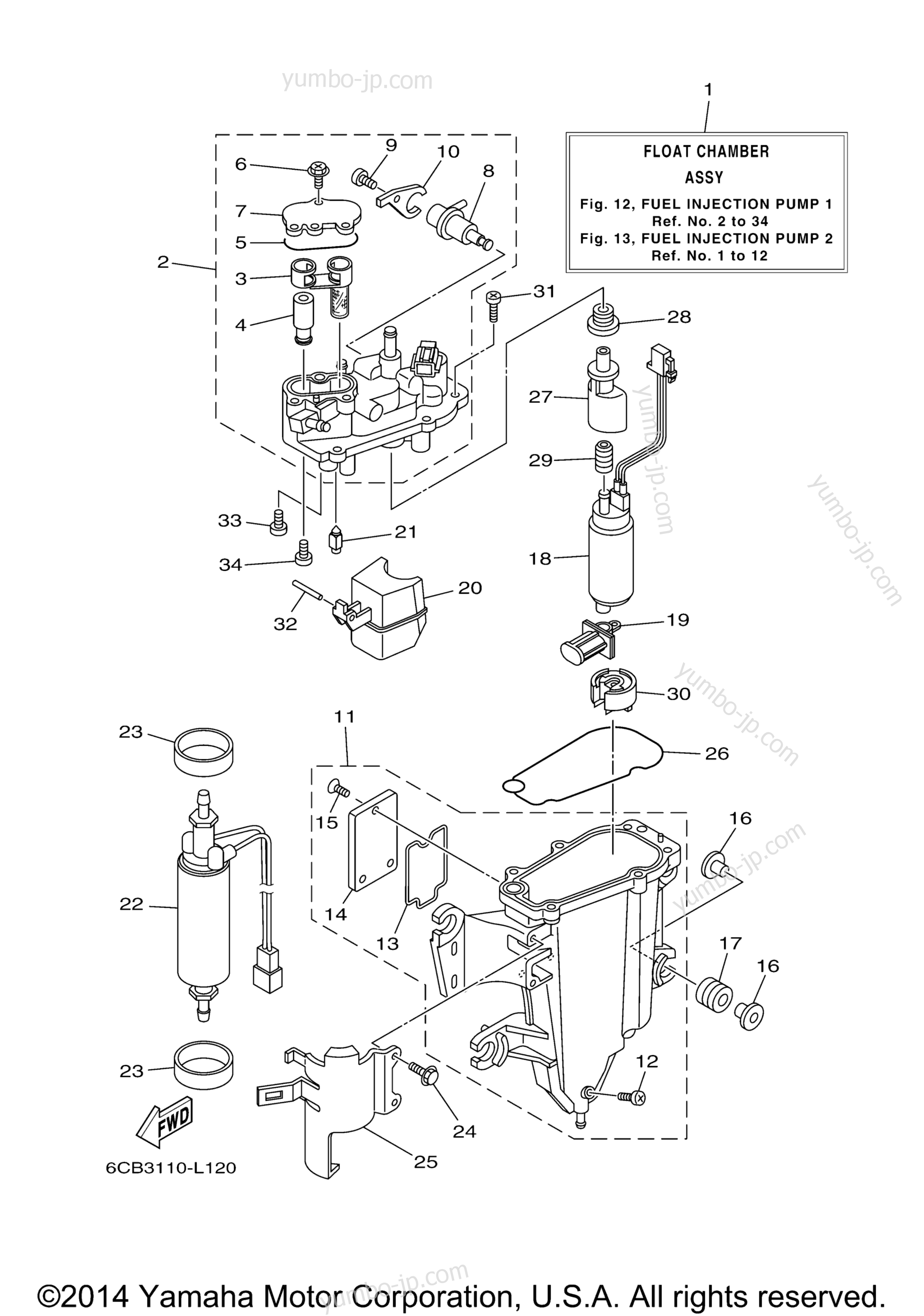 Fuel Injection Pump 1 для лодочных моторов YAMAHA LF300XCA_0 (0411) 2006 г.