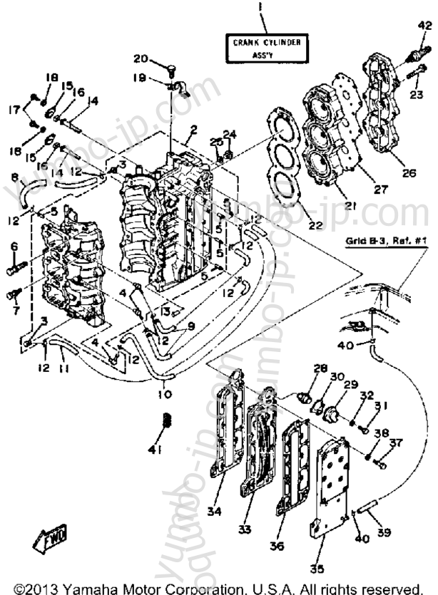 Crankcase Cylinder для лодочных моторов YAMAHA 70ETLH 1987 г.