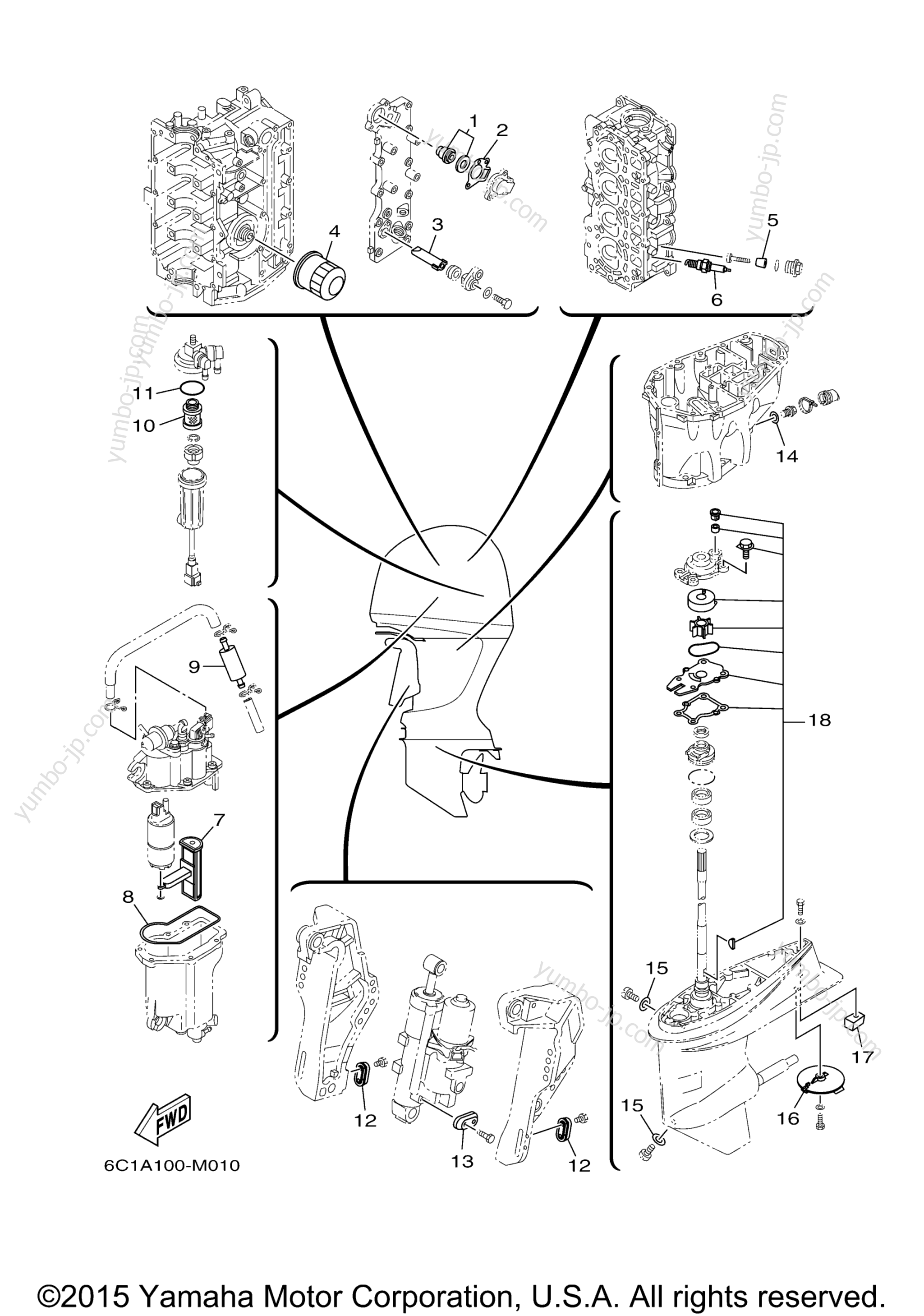 Scheduled Service Parts for outboards YAMAHA F60JB (0115) 2006 year