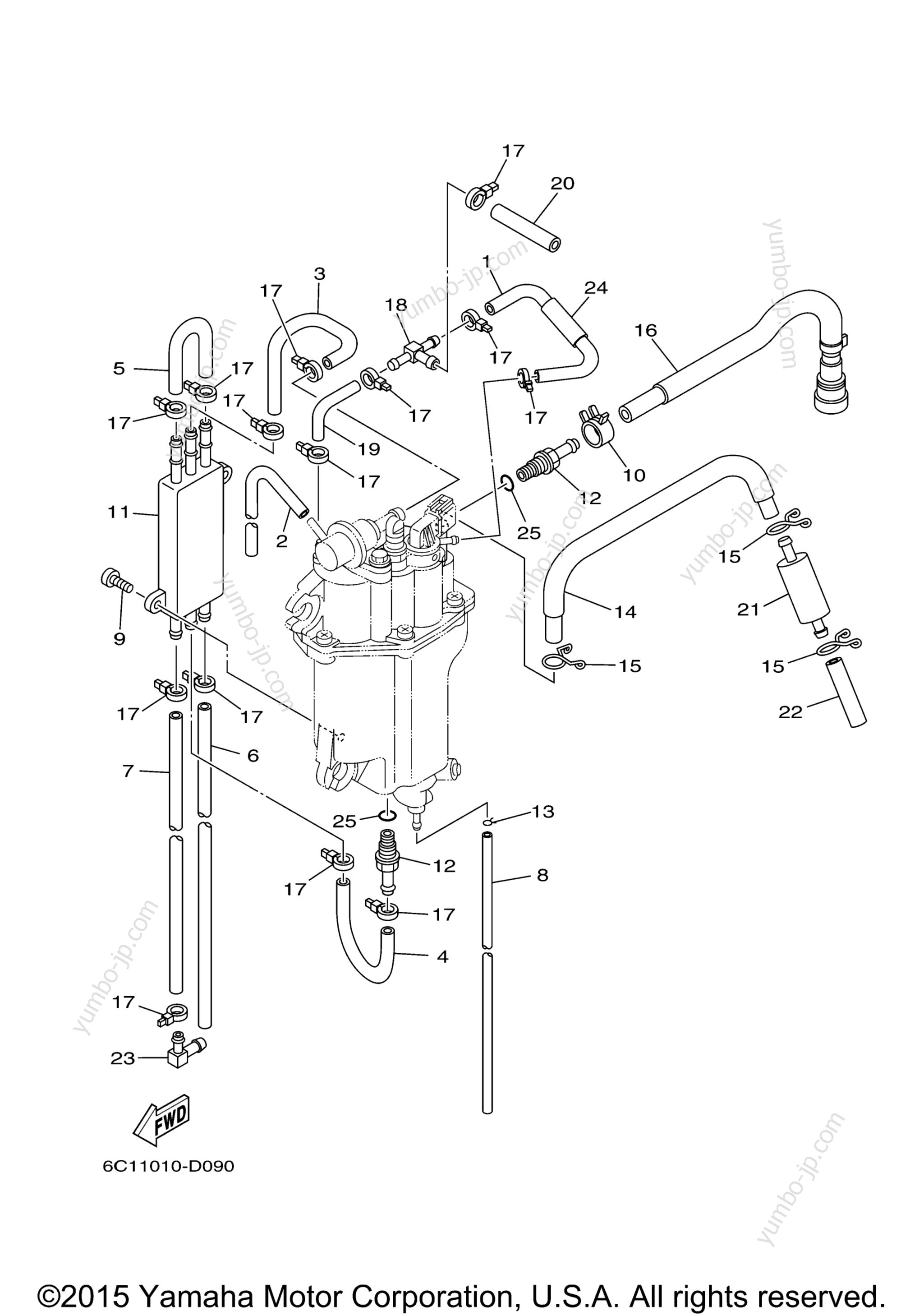 Fuel Injection Pump 2 для лодочных моторов YAMAHA T50TLR (0408) 2006 г.