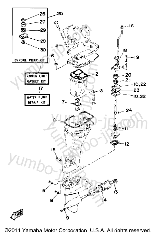 Repair Kit 2 for outboards YAMAHA F9.9LF 1989 year