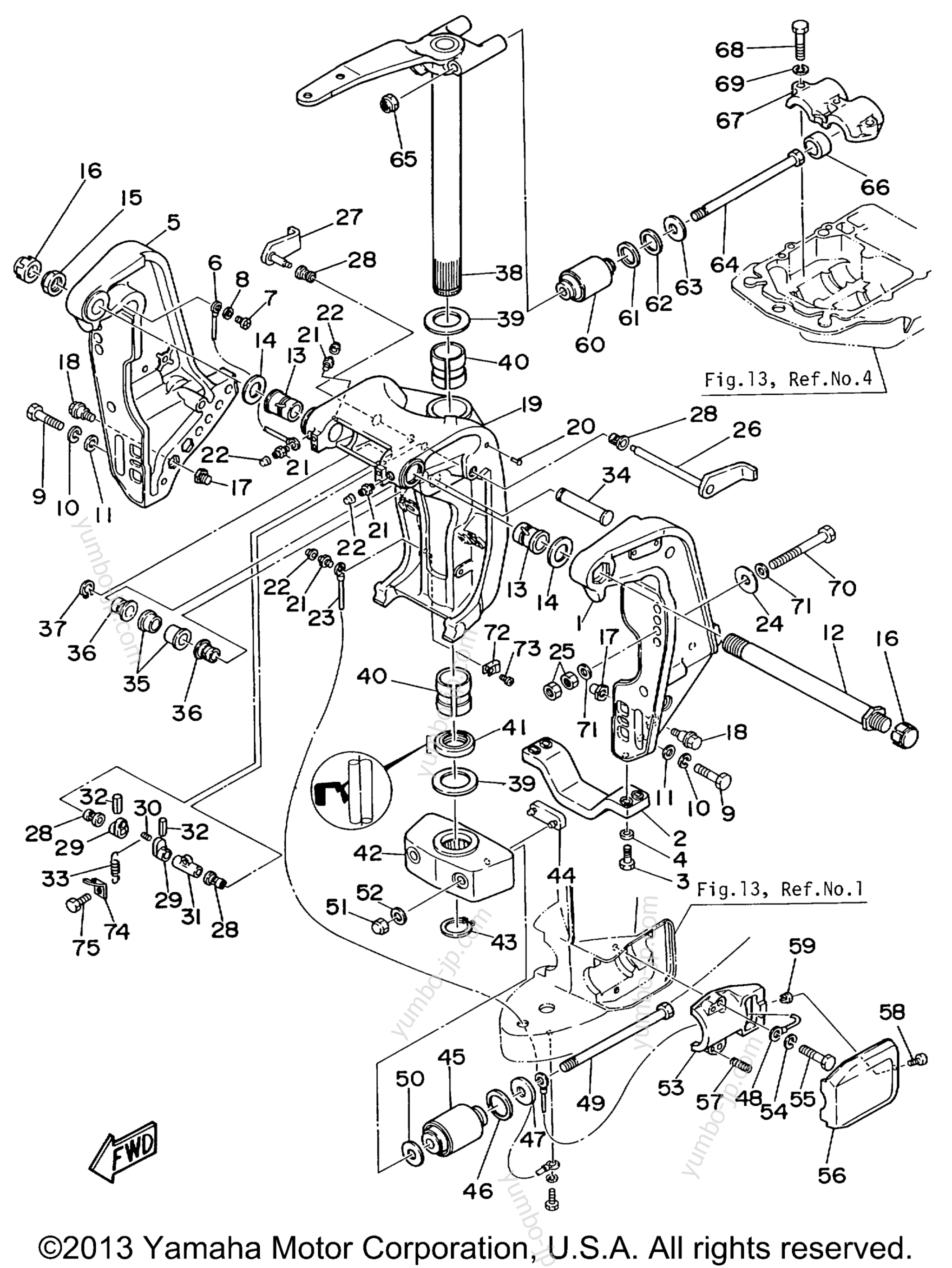 Bracket for outboards YAMAHA V6EXCELLH 1987 year