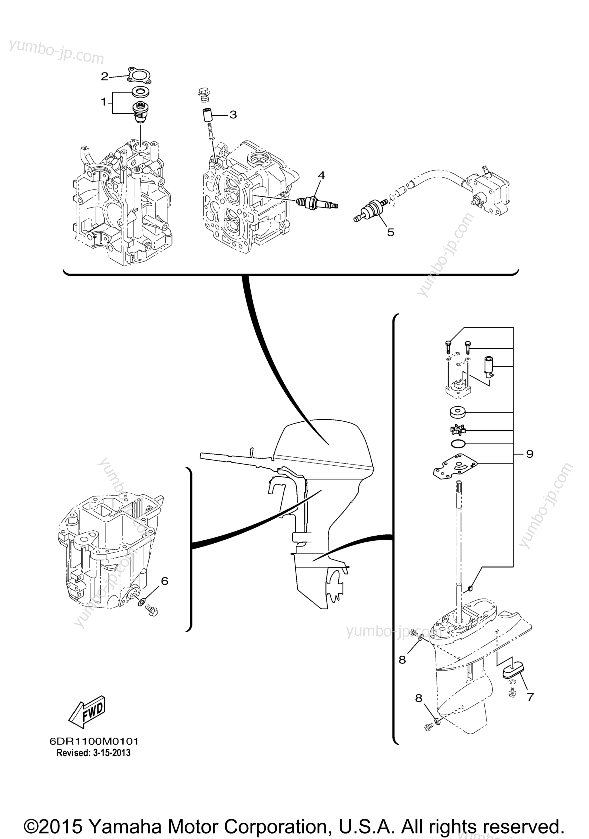 Scheduled Service Parts for outboards YAMAHA F9.9LEHB (0113) 2006 year