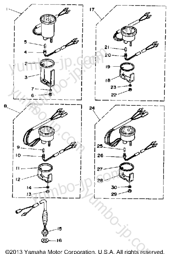 Optional Parts Gauges & Component Parts 2 для лодочных моторов YAMAHA 50ETMLD 1990 г.