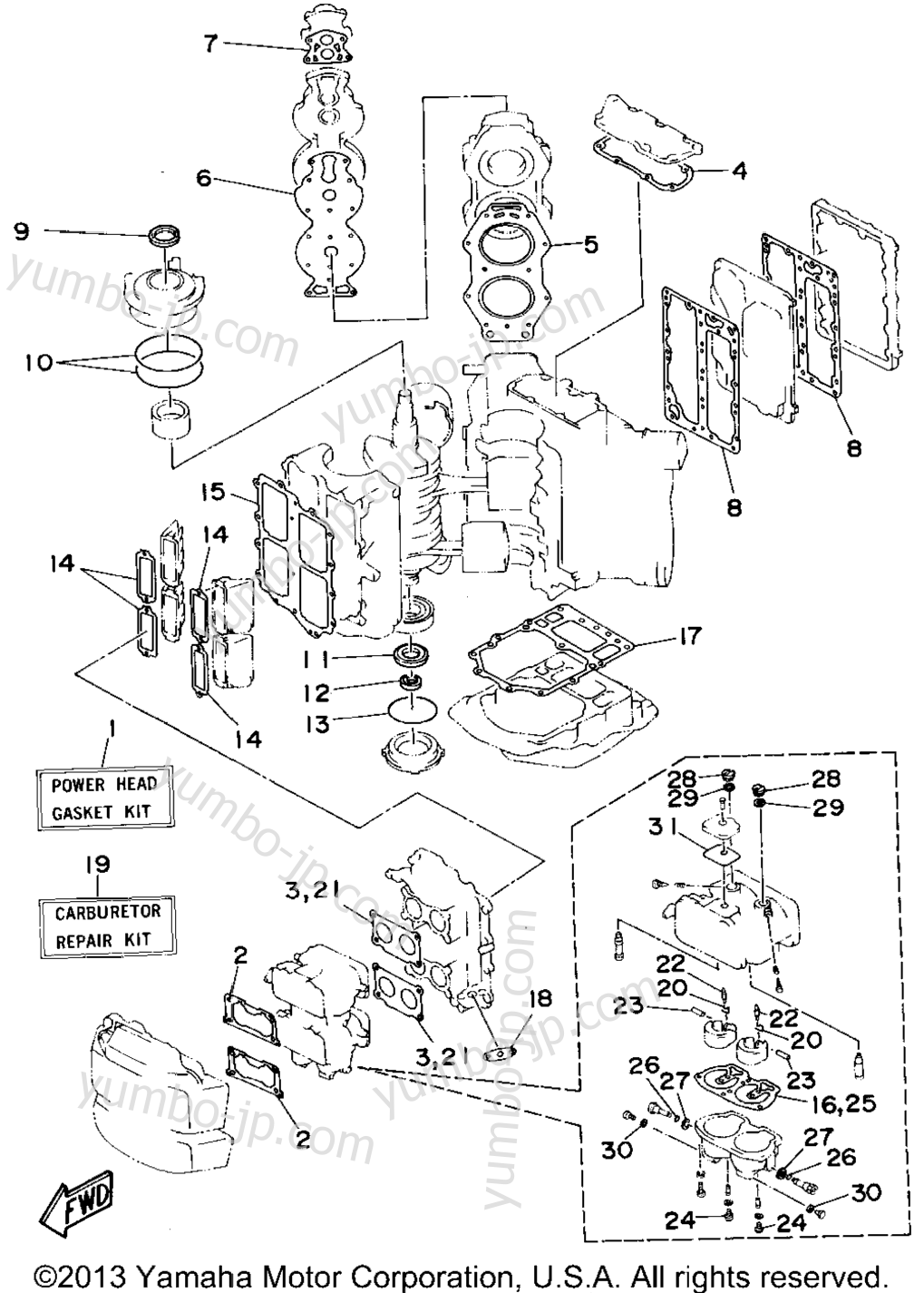 Repair Kit 1 для лодочных моторов YAMAHA P115TLRU 1996 г.