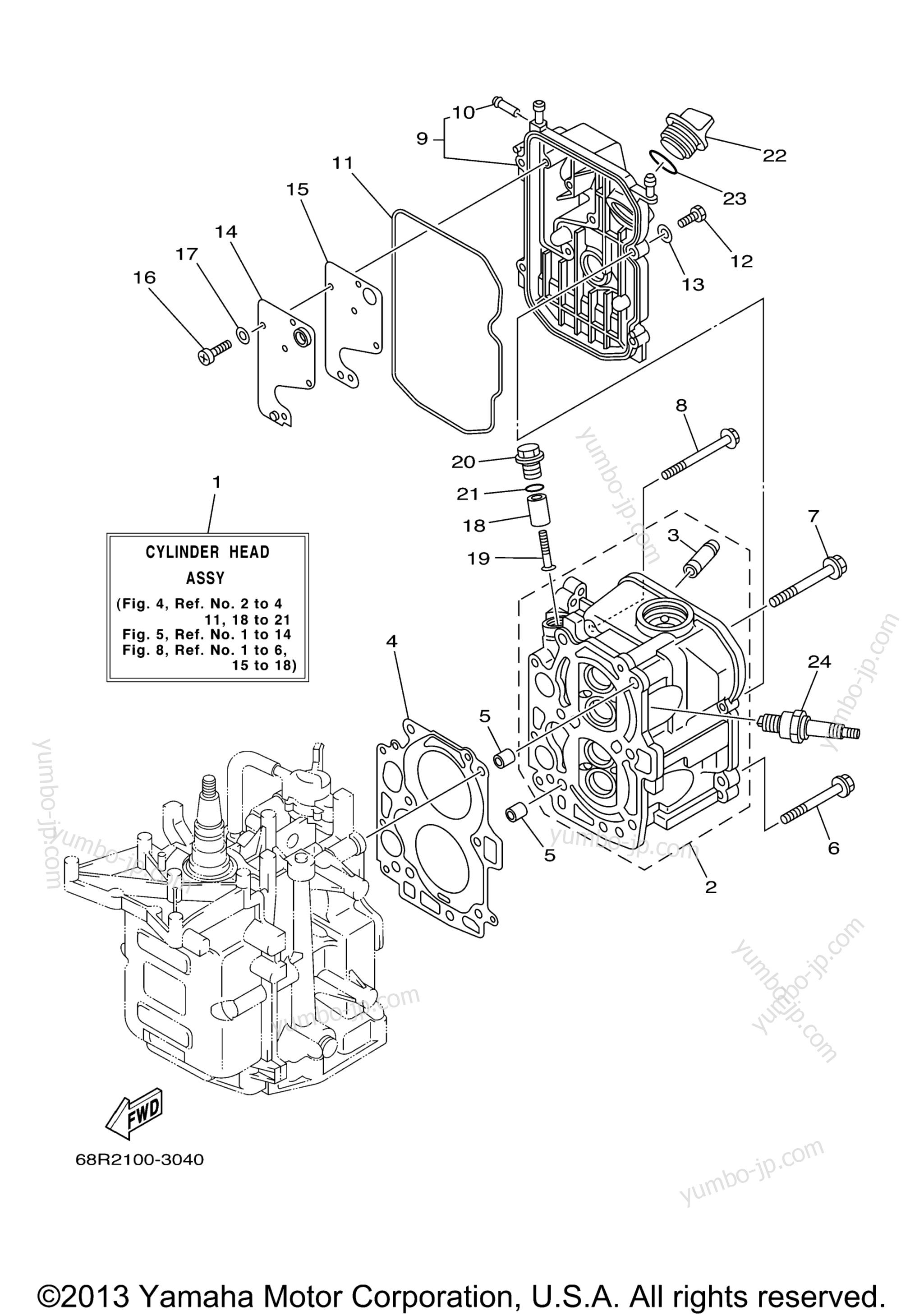 Cylinder Crankcase 2 для лодочных моторов YAMAHA T8ELHB 2003 г.