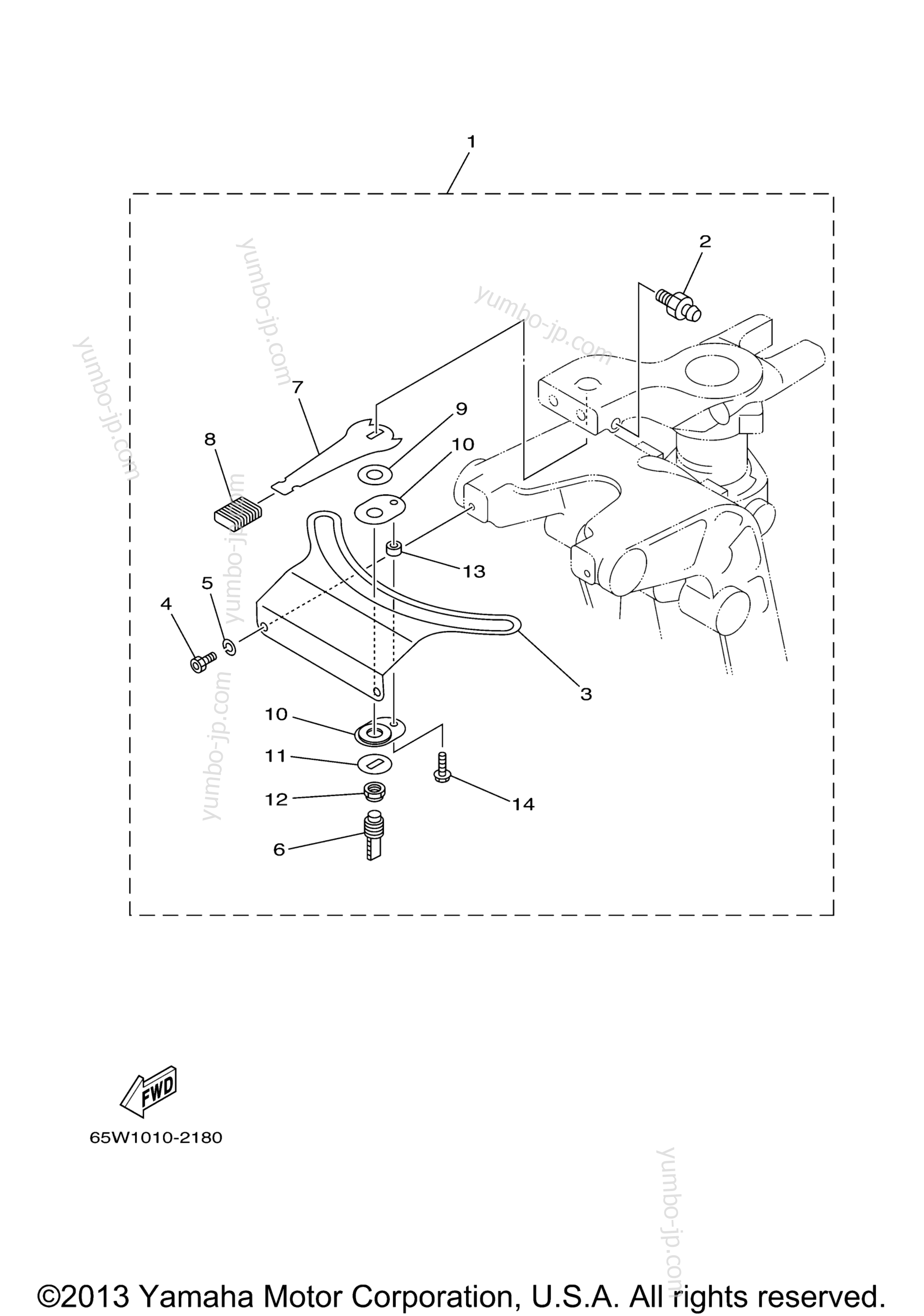 Steering Friction для лодочных моторов YAMAHA F25LEHB (0113) 2006 г.