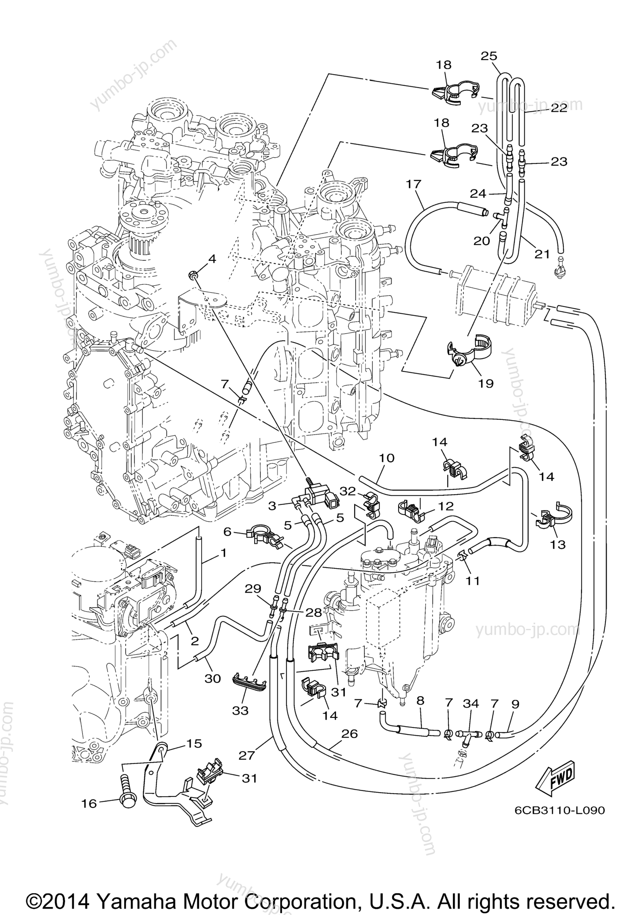 Intake 2 для лодочных моторов YAMAHA F300XCA_04 (0411) 2006 г.