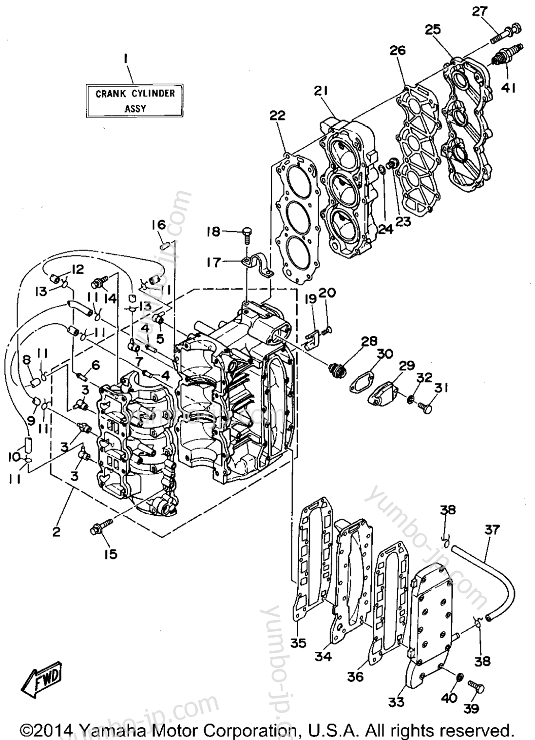 Cylinder Crankcase для лодочных моторов YAMAHA 40MLHR 1993 г.