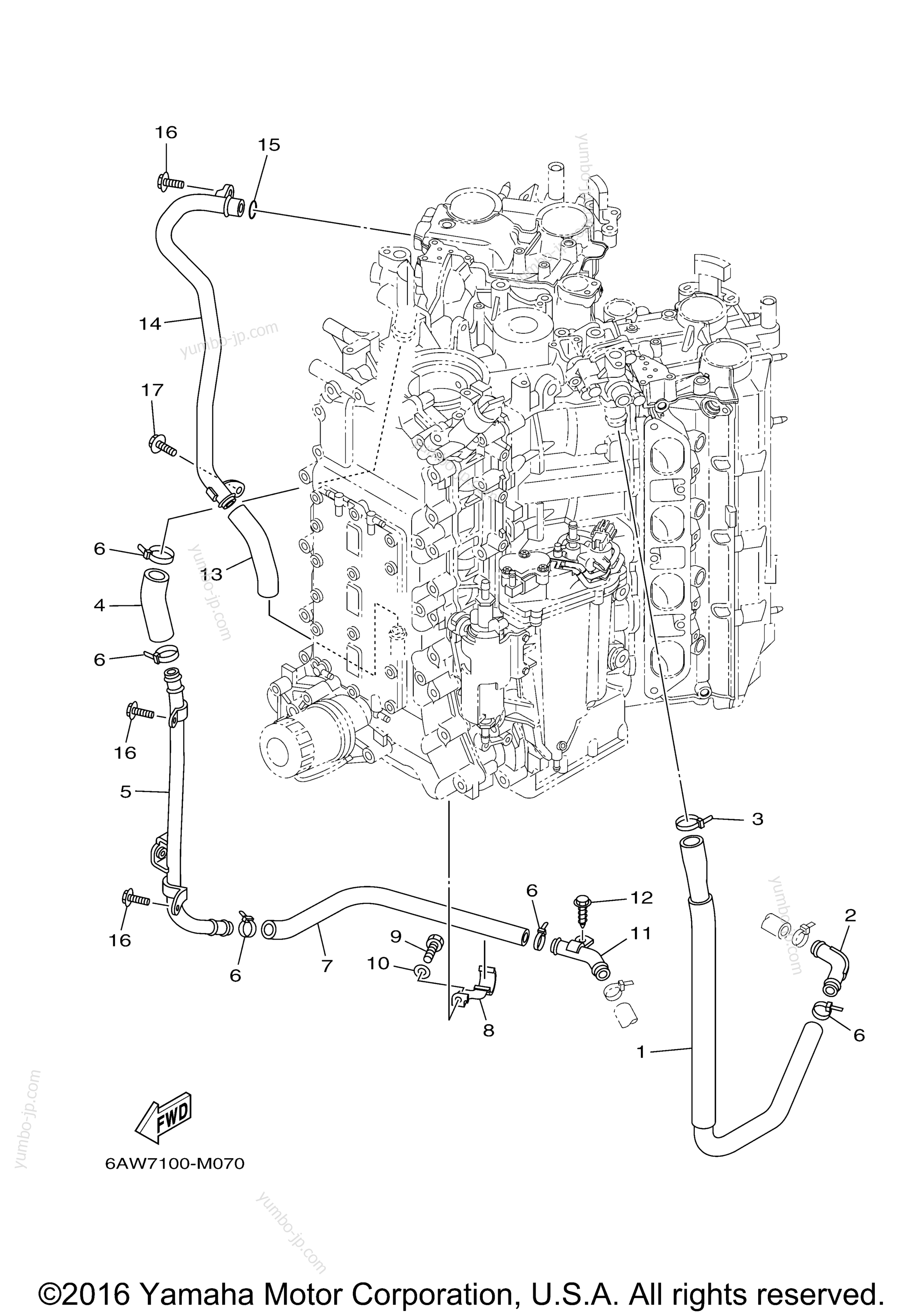 Cylinder Crankcase 4 для лодочных моторов YAMAHA F350XCC (0116) 2006 г.