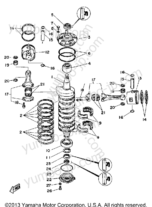 Crank Piston для лодочных моторов YAMAHA V6EXCELXG 1988 г.