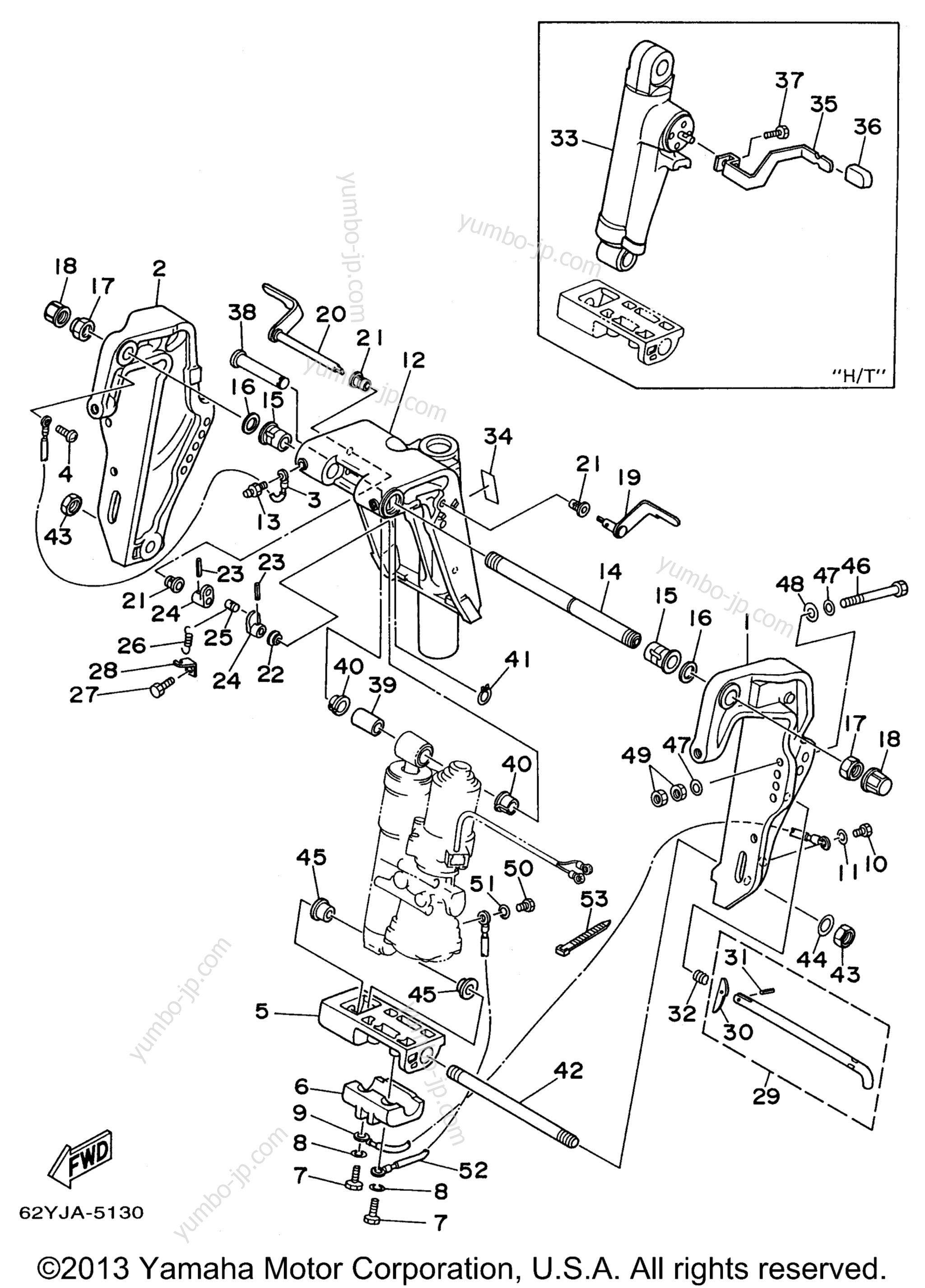Bracket 1 for outboards YAMAHA F50TLRU 1996 year