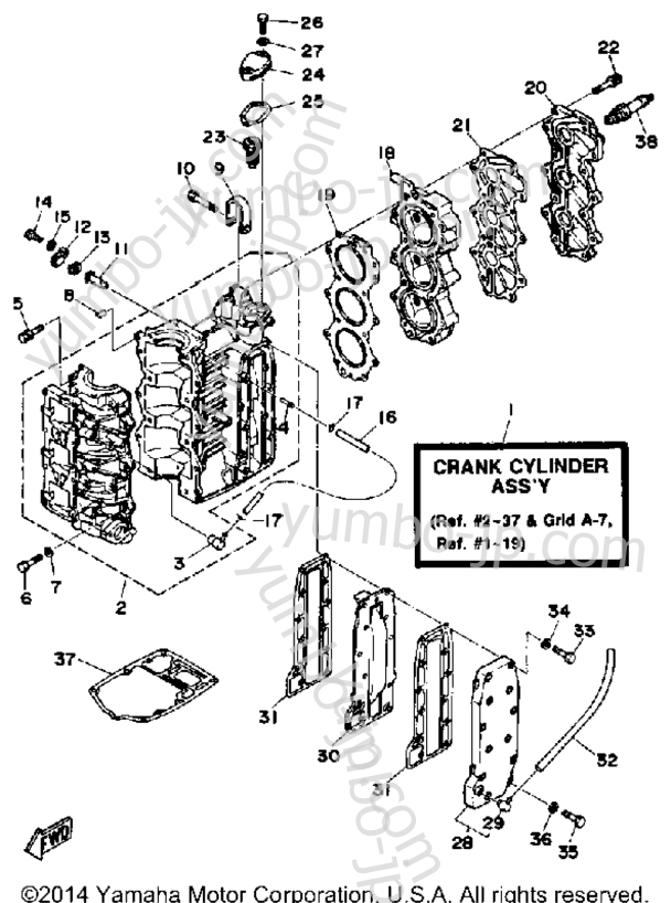 Crankcase Cylinder для лодочных моторов YAMAHA 30ESF 1989 г.