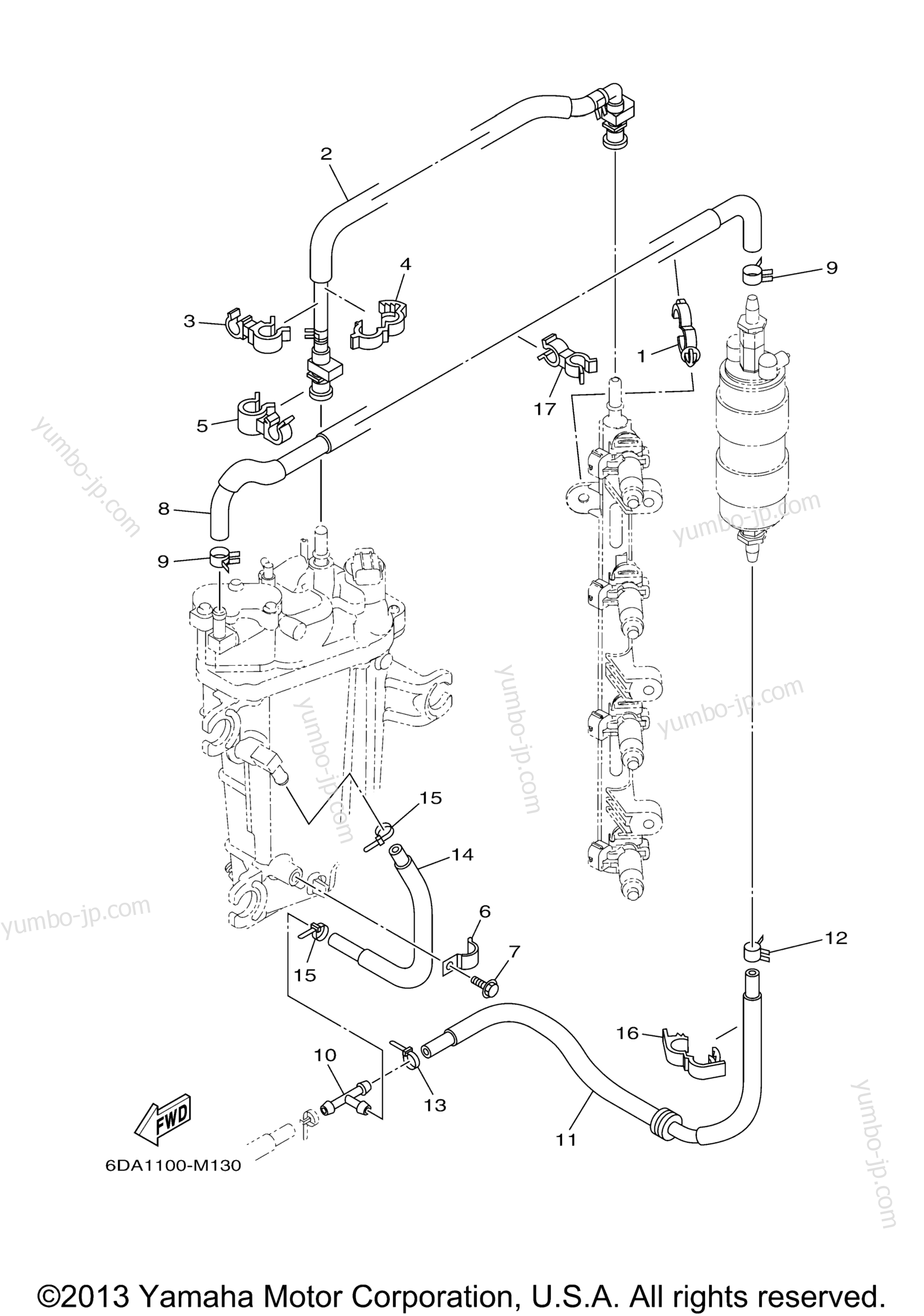 Fuel Injection Pump 2 для лодочных моторов YAMAHA VF150LA (0513) 2006 г.
