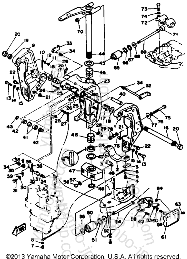 Bracket 1 для лодочных моторов YAMAHA L200TXRP 1991 г.