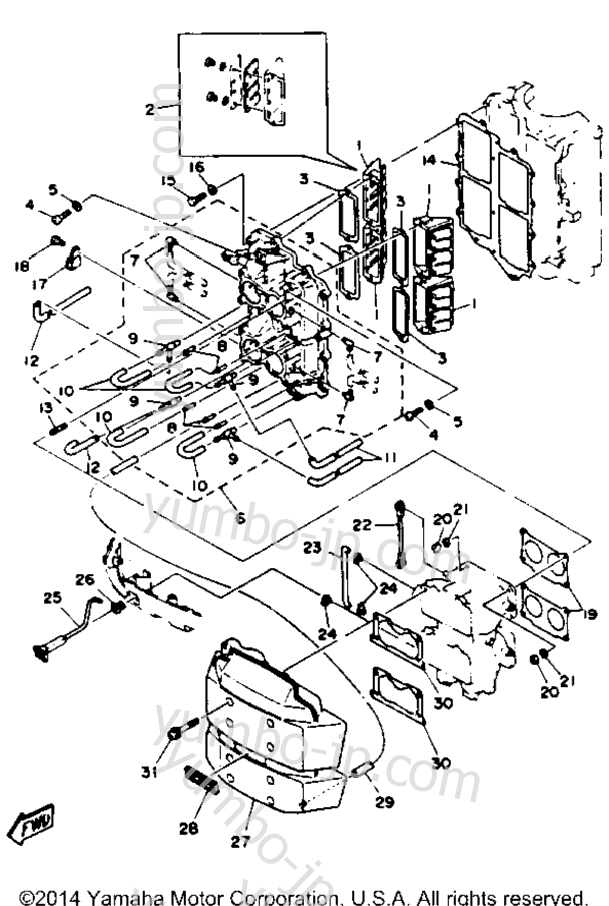 Intake для лодочных моторов YAMAHA L130TXRQ 1992 г.