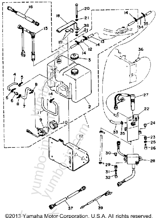 OIL TANK для лодочных моторов YAMAHA 200ETLH-JD (200ETLH-JD) 1987 г.