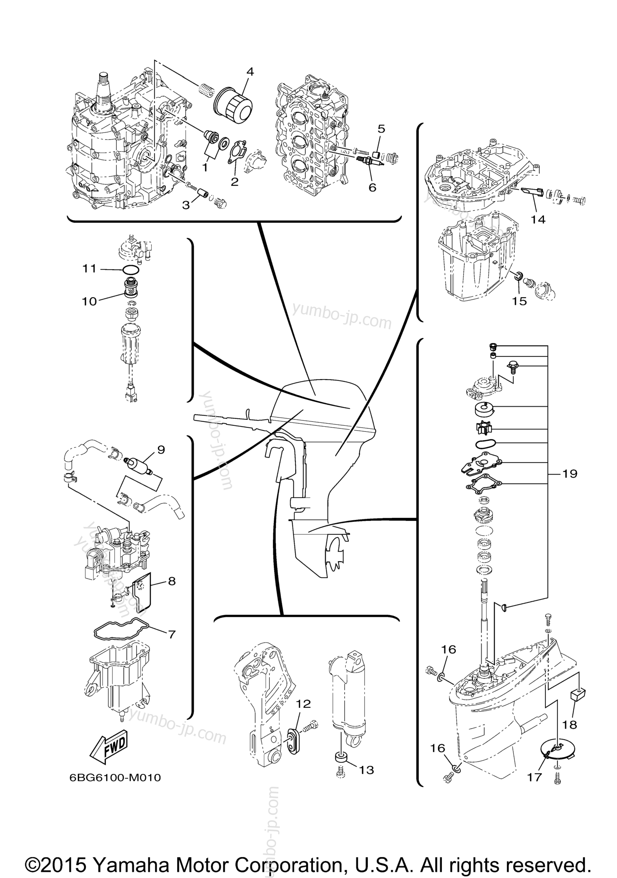 Scheduled Service Parts for outboards YAMAHA F40LEHA (0114) 2006 year