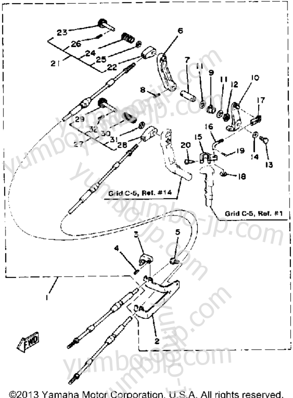 Remote Control Attachment для лодочных моторов YAMAHA 8SK_LK (8LK) 1985 г.
