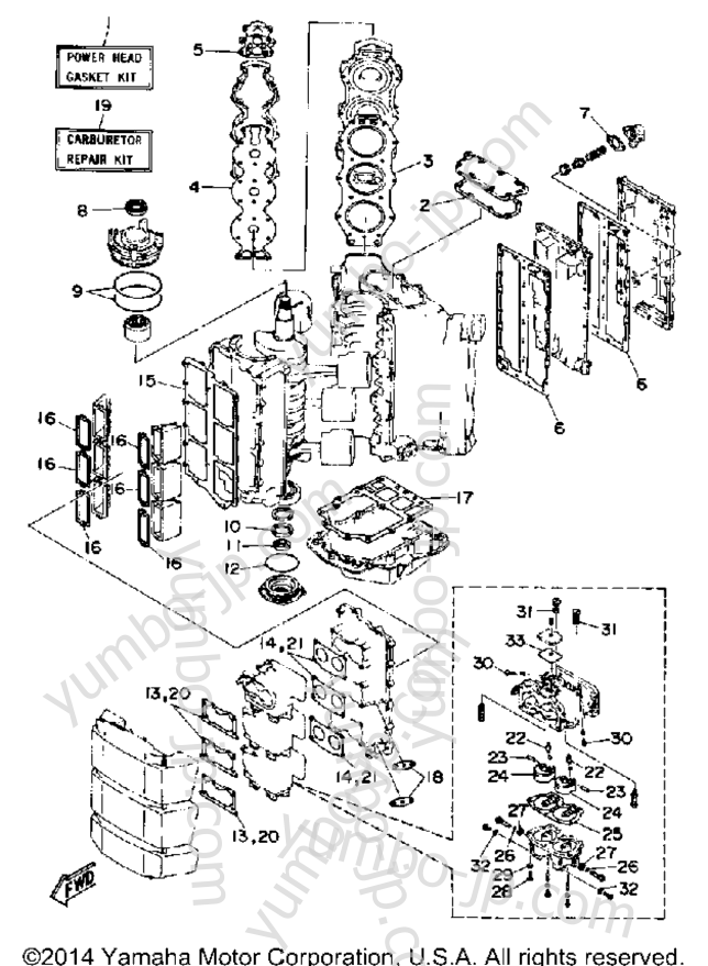 Repair Kit 1 для лодочных моторов YAMAHA P150TLRP 1991 г.