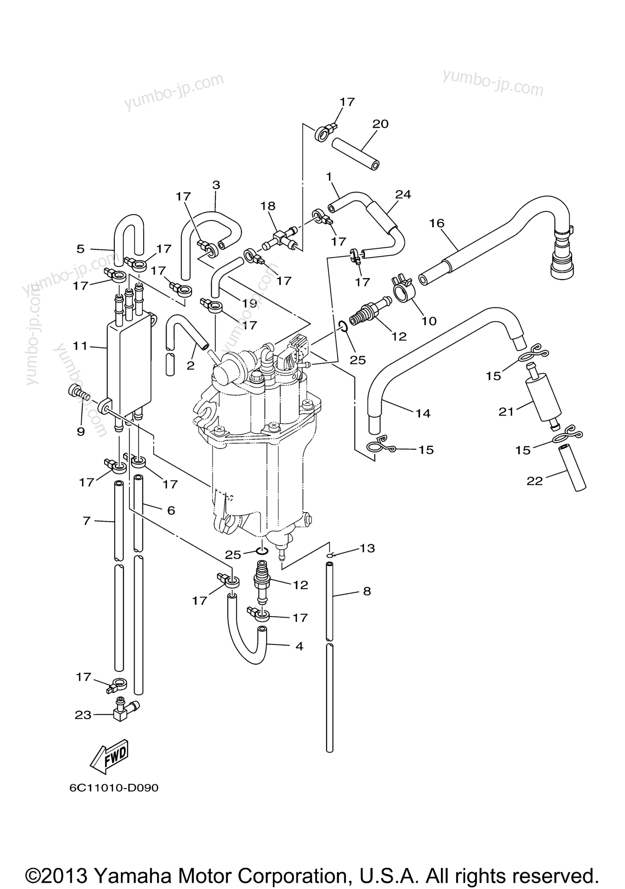 Fuel Injection Pump 2 для лодочных моторов YAMAHA T50TLR (0406) 6C2-1004629~1006659 T60TLR 6C6-1005083~1008343 2006 г.