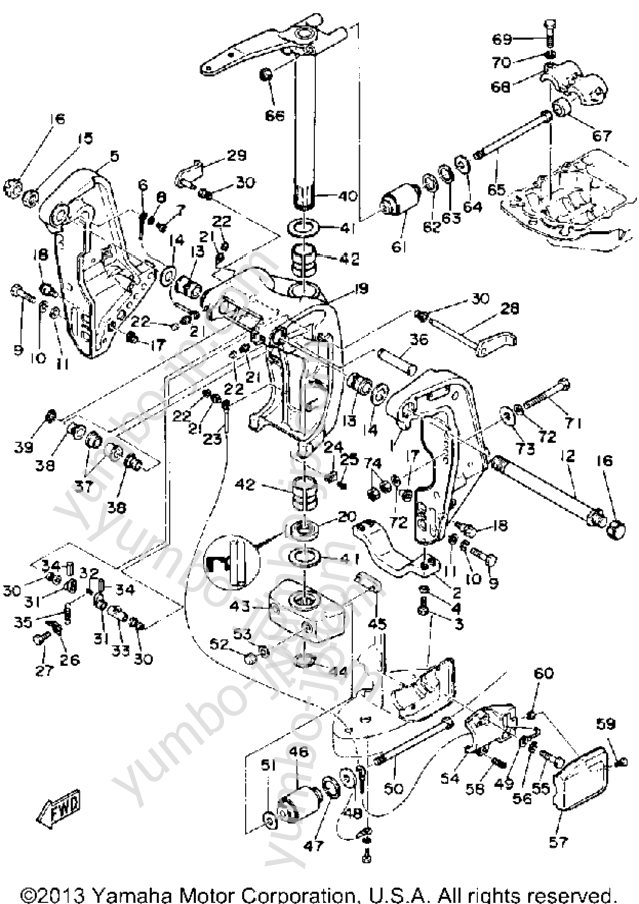 Bracket for outboards YAMAHA L200ETXG 1988 year