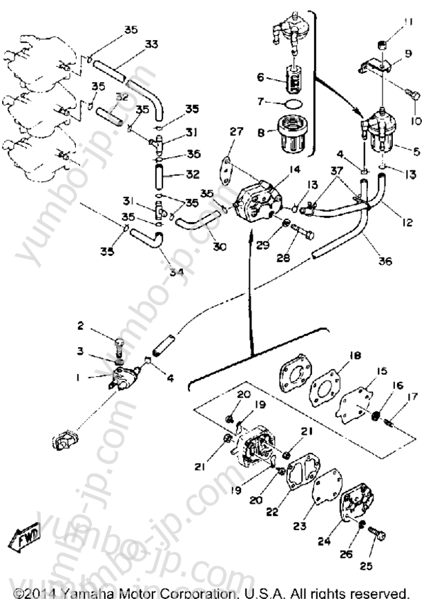FUEL SYSTEM for outboards YAMAHA 50ELD 1990 year