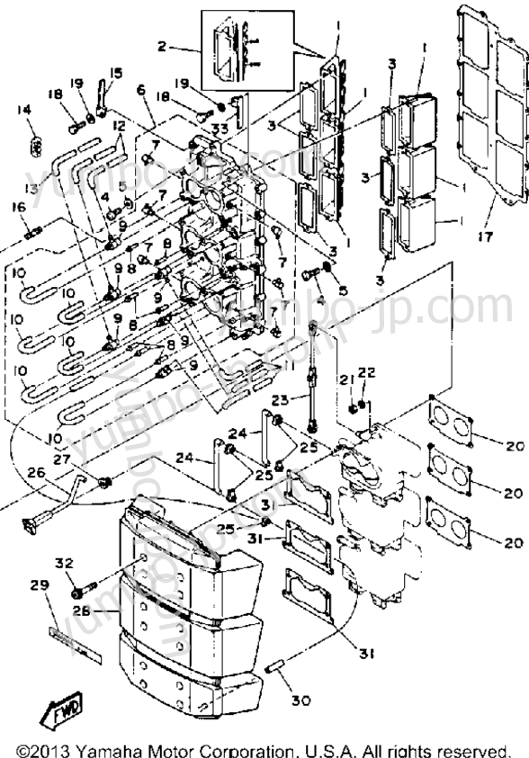 Intake для лодочных моторов YAMAHA 200TJRQ (175TLRQ) 1992 г.