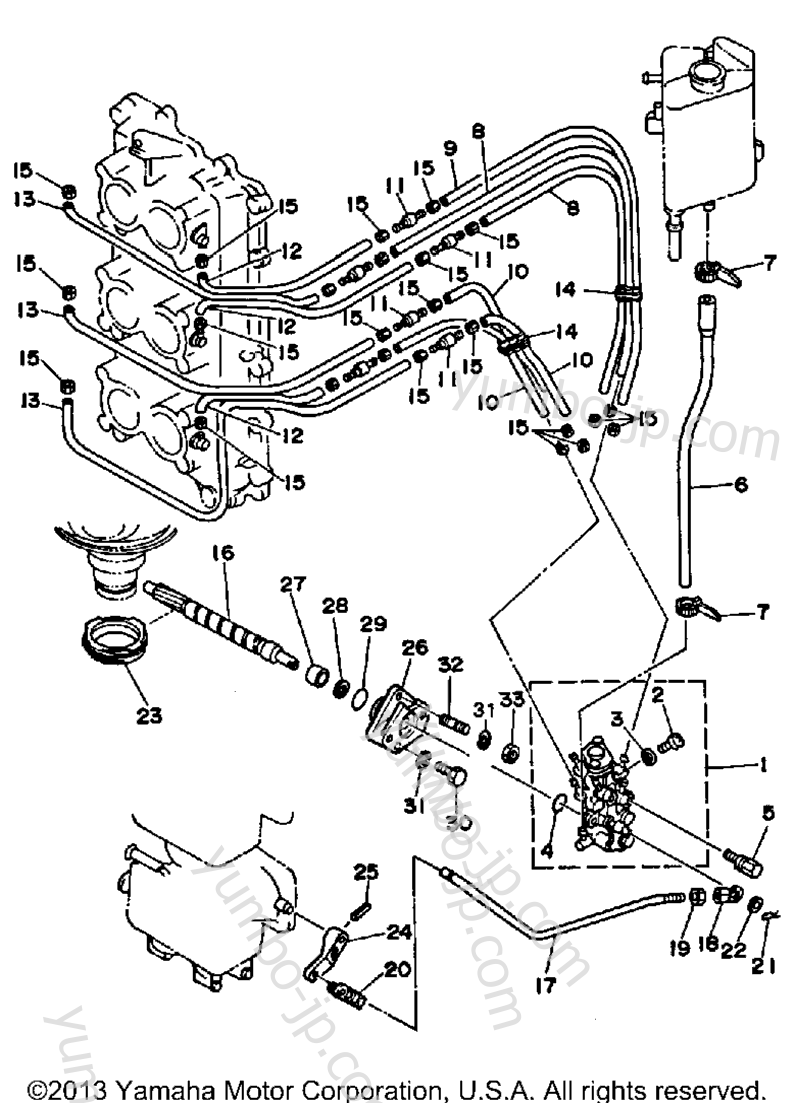 Oil Pump Conversion Kit для лодочных моторов YAMAHA 200ETLF-JD (150ETXF) 1989 г.