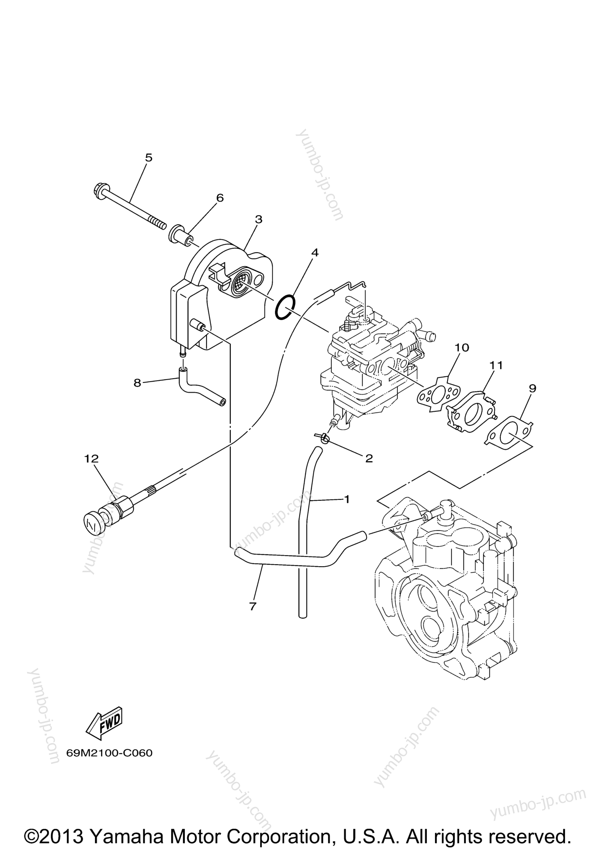 Intake для лодочных моторов YAMAHA F2.5MSH (0405) 69M-1025804~1033503 2006 г.