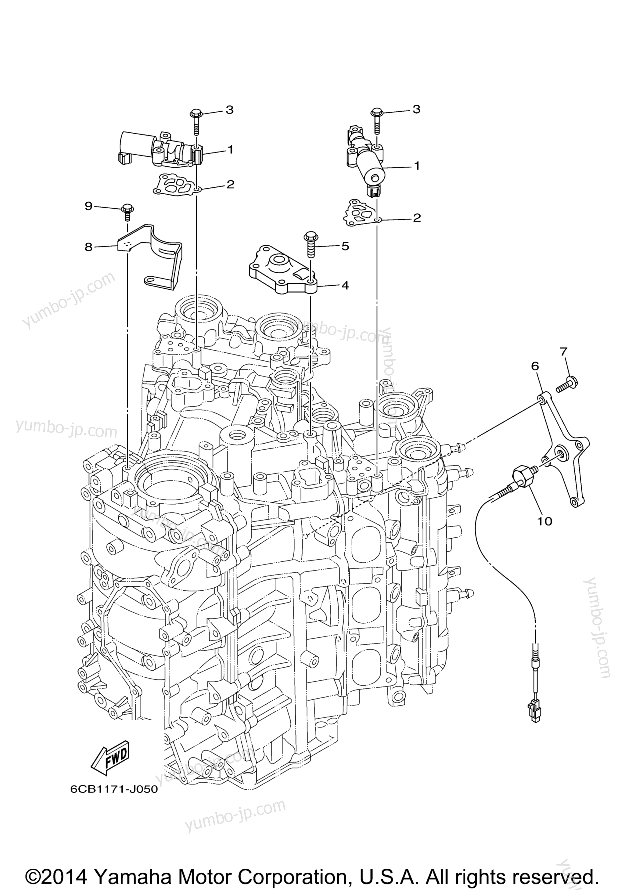 Cylinder Crankcase 3 для лодочных моторов YAMAHA F250UCA_04 (0411) 2006 г.