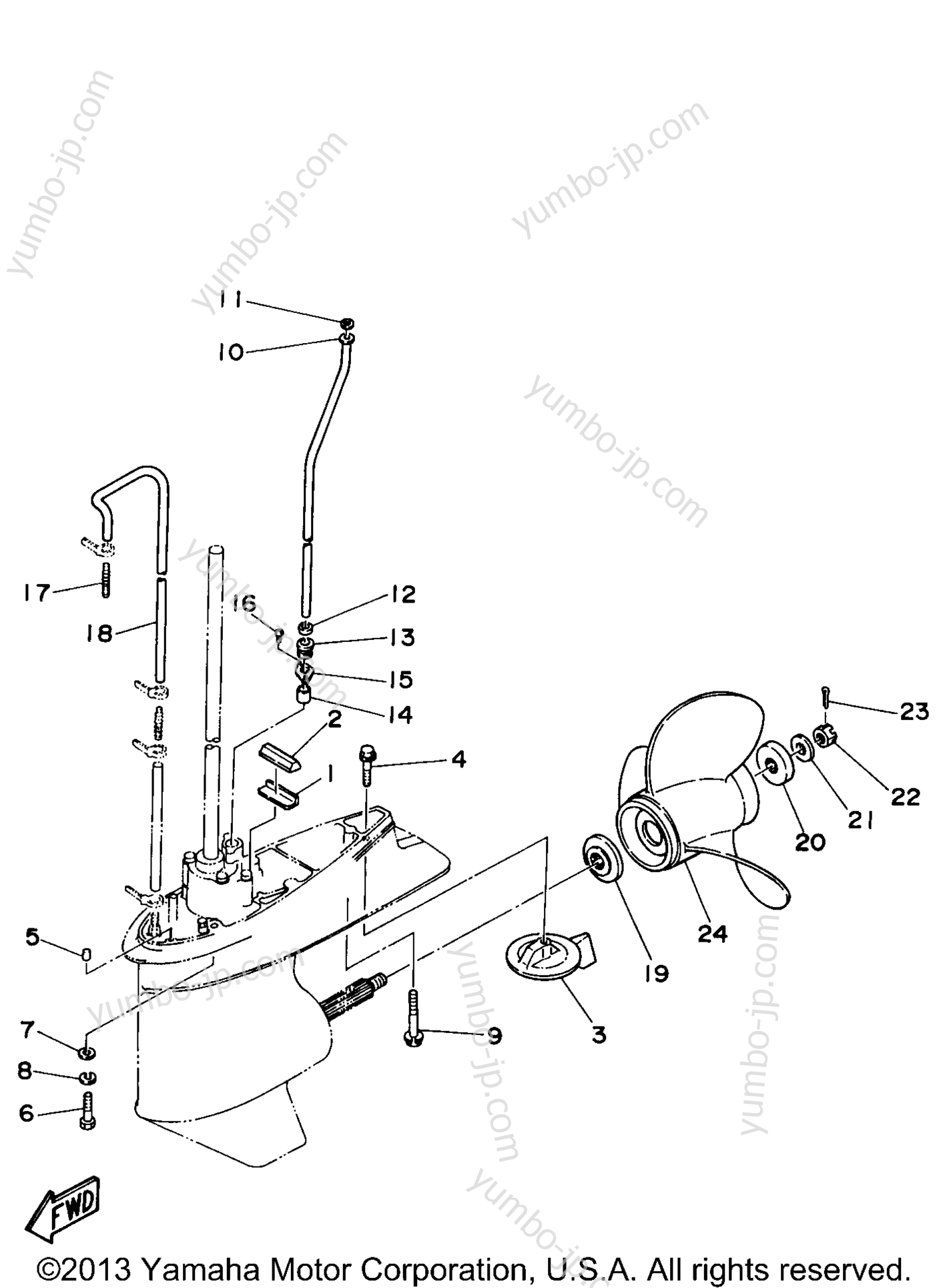 Lower Casing Drive 2 для лодочных моторов YAMAHA C75TLRX 1999 г.