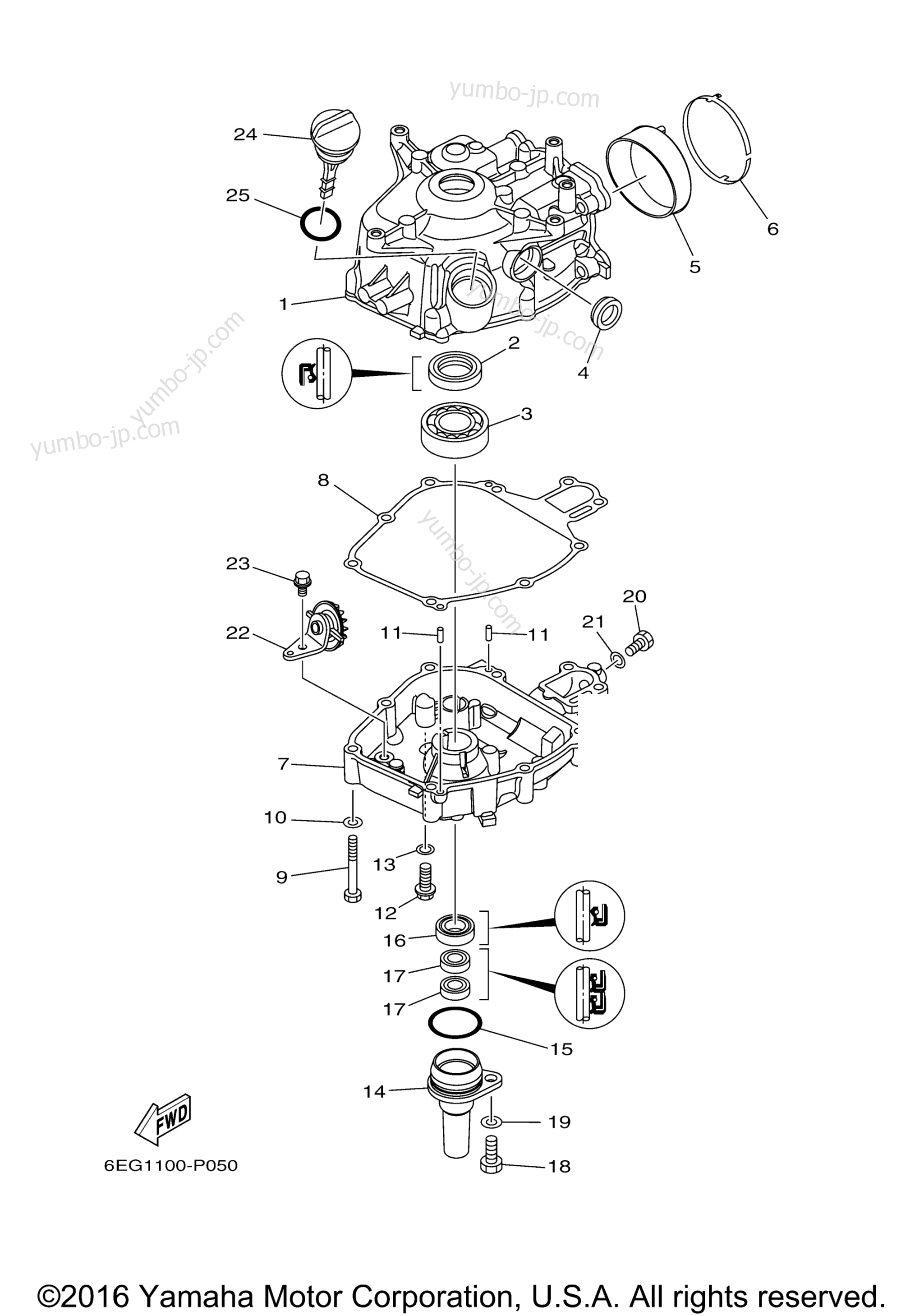 Cylinder Crankcase 2 for outboards YAMAHA F2.5SMHB (1015) 2006 year