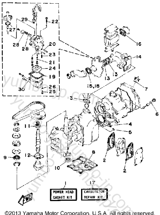 Repair Kit 1 для лодочных моторов YAMAHA F9.9LH 1987 г.