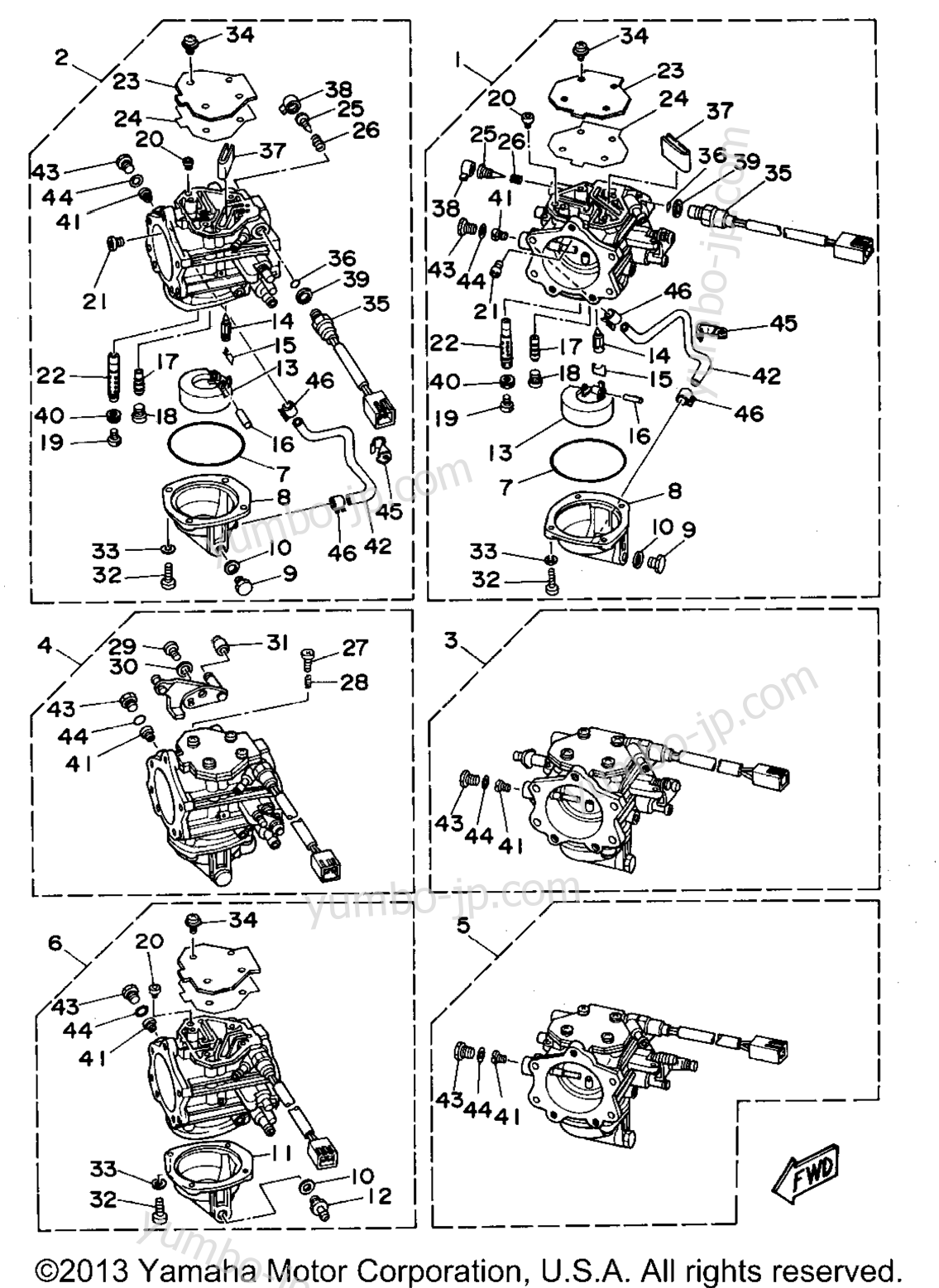 Карбюратор для лодочных моторов YAMAHA L225TXRS 1994 г.