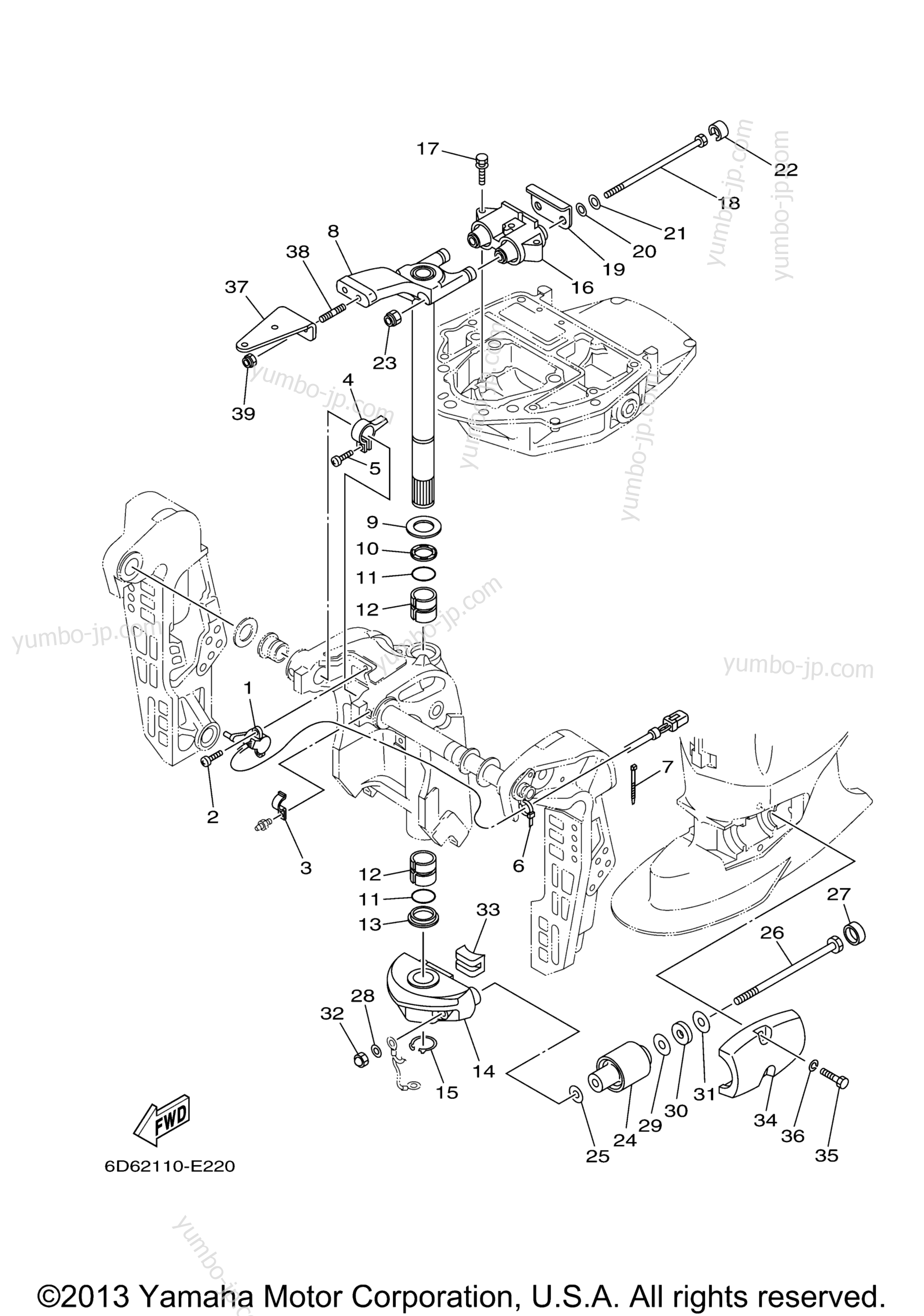 Bracket 2 for outboards YAMAHA F90TLR (0405) 62P-1005583~1008068 F90TLR_TXR_TJR 61P-1013277~102 2006 year