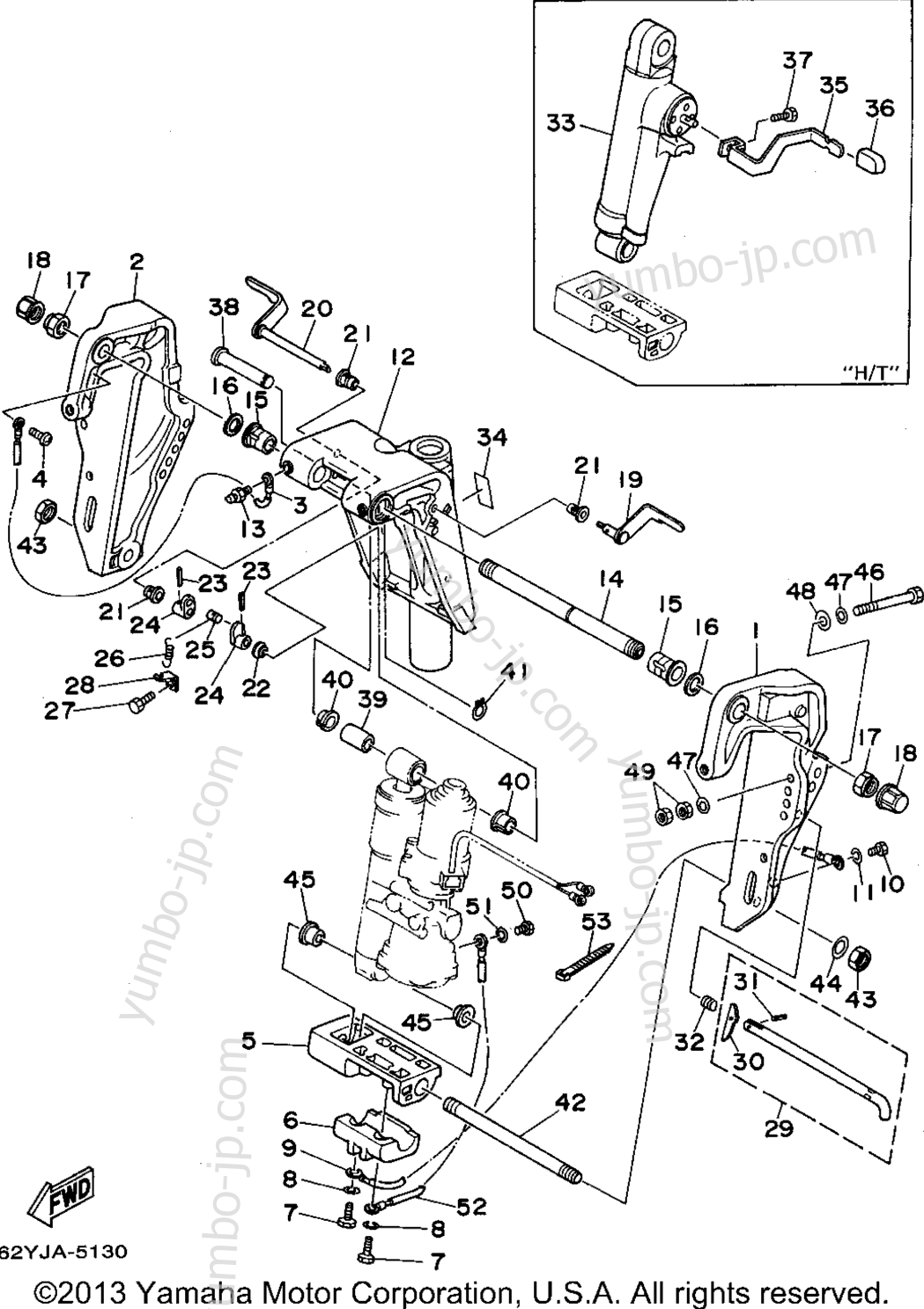 Bracket 1 for outboards YAMAHA F50TLRT 1995 year