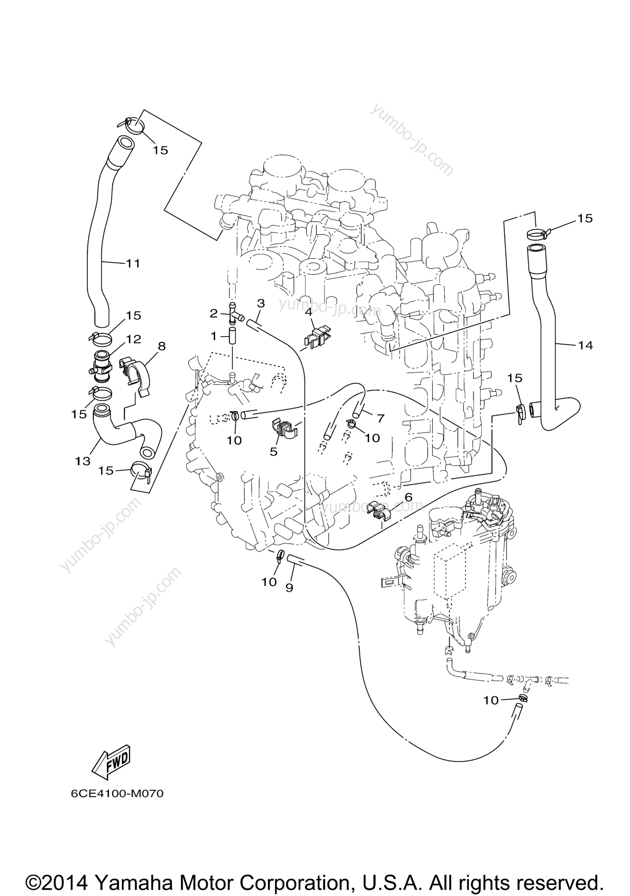 Cylinder Crankcase 4 для лодочных моторов YAMAHA F300NCA (0114) 2006 г.