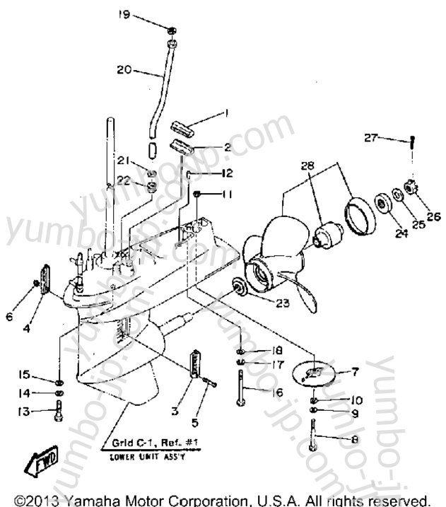 Lower Drive 2 for outboards YAMAHA 50ELJ-JD 1986 year