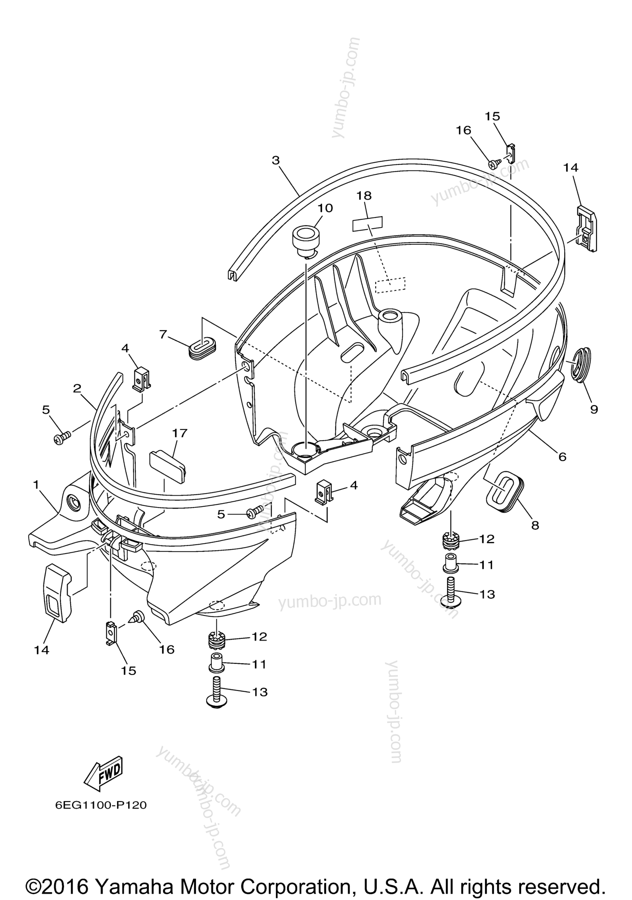 Bottom Cowling for outboards YAMAHA F2.5SMHB (1015) 2006 year