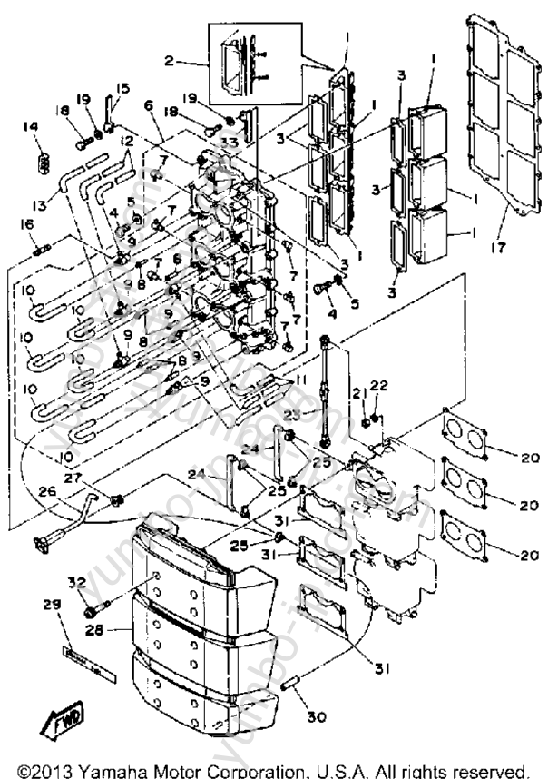 Intake для лодочных моторов YAMAHA 200TLRP 1991 г.