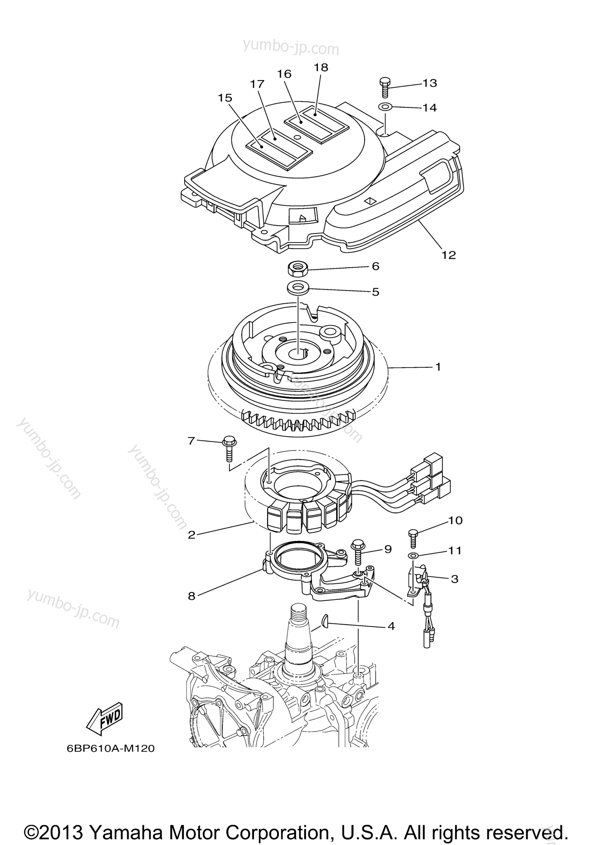 GENERATOR for outboards YAMAHA F25LEHB (0113) 2006 year