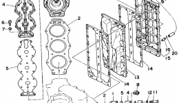 Cylinder Crankcase 2 for лодочного мотора YAMAHA P200TLRT1995 year 