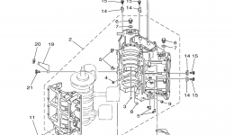 Cylinder Crankcase 1 for лодочного мотора YAMAHA 115TLR (0407) 6E5-1021119~2006 year 